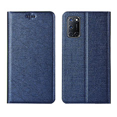 Handytasche Stand Schutzhülle Flip Leder Hülle L01 für Oppo A52 Blau