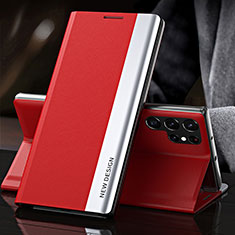 Handytasche Stand Schutzhülle Flip Leder Hülle L01 für Samsung Galaxy S21 Ultra 5G Rot
