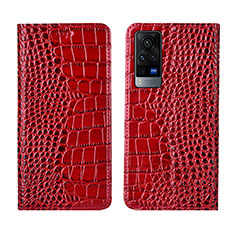 Handytasche Stand Schutzhülle Flip Leder Hülle L01 für Vivo X60 5G Rot