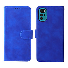 Handytasche Stand Schutzhülle Flip Leder Hülle L01Z für Motorola Moto G22 Blau
