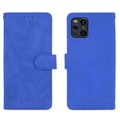 Handytasche Stand Schutzhülle Flip Leder Hülle L01Z für Oppo Find X3 Pro 5G Blau