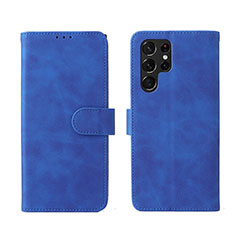 Handytasche Stand Schutzhülle Flip Leder Hülle L01Z für Samsung Galaxy S21 Ultra 5G Blau