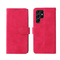 Handytasche Stand Schutzhülle Flip Leder Hülle L01Z für Samsung Galaxy S22 Ultra 5G Pink