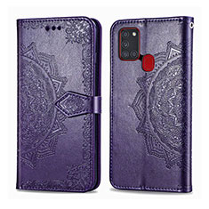 Handytasche Stand Schutzhülle Flip Leder Hülle L02 für Samsung Galaxy A21s Violett