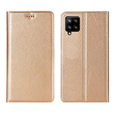 Handytasche Stand Schutzhülle Flip Leder Hülle L02 für Samsung Galaxy A42 5G Gold