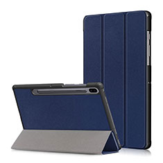 Handytasche Stand Schutzhülle Flip Leder Hülle L02 für Samsung Galaxy Tab S6 10.5 SM-T860 Blau