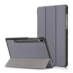 Handytasche Stand Schutzhülle Flip Leder Hülle L02 für Samsung Galaxy Tab S6 10.5 SM-T860 Grau