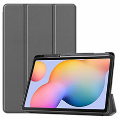 Handytasche Stand Schutzhülle Flip Leder Hülle L02 für Samsung Galaxy Tab S6 Lite 4G 10.4 SM-P615 Grau