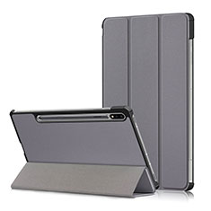 Handytasche Stand Schutzhülle Flip Leder Hülle L02 für Samsung Galaxy Tab S7 Plus 12.4 Wi-Fi SM-T970 Grau