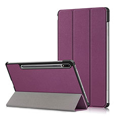 Handytasche Stand Schutzhülle Flip Leder Hülle L02 für Samsung Galaxy Tab S7 Plus 12.4 Wi-Fi SM-T970 Violett