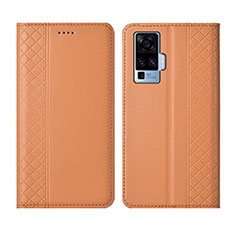 Handytasche Stand Schutzhülle Flip Leder Hülle L02 für Vivo X50 Pro 5G Orange