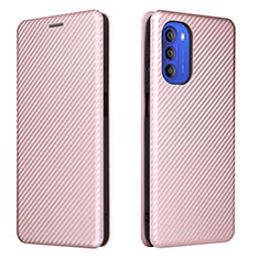 Handytasche Stand Schutzhülle Flip Leder Hülle L02Z für Motorola Moto G51 5G Rosegold