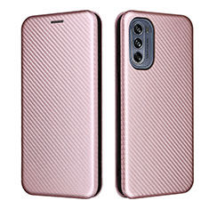 Handytasche Stand Schutzhülle Flip Leder Hülle L02Z für Motorola Moto G62 5G Rosegold