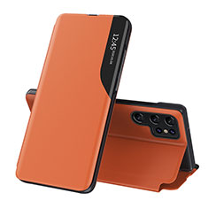 Handytasche Stand Schutzhülle Flip Leder Hülle L03 für Samsung Galaxy S21 Ultra 5G Orange