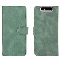 Handytasche Stand Schutzhülle Flip Leder Hülle L03Z für Samsung Galaxy A80 Grün