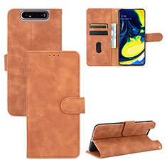 Handytasche Stand Schutzhülle Flip Leder Hülle L04Z für Samsung Galaxy A80 Braun