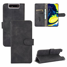 Handytasche Stand Schutzhülle Flip Leder Hülle L04Z für Samsung Galaxy A80 Schwarz
