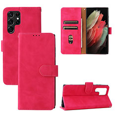 Handytasche Stand Schutzhülle Flip Leder Hülle L04Z für Samsung Galaxy S21 Ultra 5G Pink