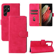 Handytasche Stand Schutzhülle Flip Leder Hülle L04Z für Samsung Galaxy S22 Ultra 5G Pink