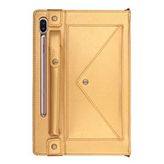 Handytasche Stand Schutzhülle Flip Leder Hülle L05 für Samsung Galaxy Tab S6 10.5 SM-T860 Gold