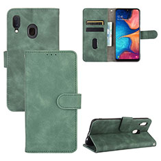 Handytasche Stand Schutzhülle Flip Leder Hülle L05Z für Samsung Galaxy A20 Grün