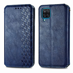 Handytasche Stand Schutzhülle Flip Leder Hülle L06 für Samsung Galaxy A12 Nacho Blau
