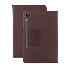 Handytasche Stand Schutzhülle Flip Leder Hülle L06 für Samsung Galaxy Tab S6 10.5 SM-T860 Braun