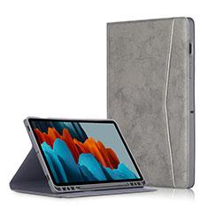 Handytasche Stand Schutzhülle Flip Leder Hülle L06 für Samsung Galaxy Tab S7 11 Wi-Fi SM-T870 Grau