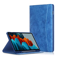 Handytasche Stand Schutzhülle Flip Leder Hülle L06 für Samsung Galaxy Tab S7 4G 11 SM-T875 Blau