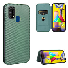 Handytasche Stand Schutzhülle Flip Leder Hülle L06Z für Samsung Galaxy M21s Grün
