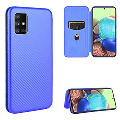 Handytasche Stand Schutzhülle Flip Leder Hülle L07Z für Samsung Galaxy A71 5G Blau