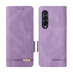Handytasche Stand Schutzhülle Flip Leder Hülle L07Z für Samsung Galaxy Z Fold4 5G Violett