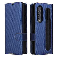 Handytasche Stand Schutzhülle Flip Leder Hülle L14Z für Samsung Galaxy Z Fold4 5G Blau