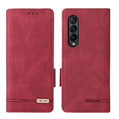 Handytasche Stand Schutzhülle Flip Leder Hülle L18Z für Samsung Galaxy Z Fold3 5G Rot