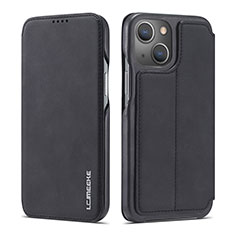 Handytasche Stand Schutzhülle Flip Leder Hülle LC1 für Apple iPhone 14 Schwarz