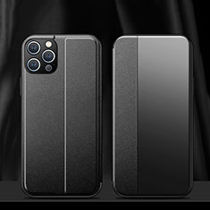 Handytasche Stand Schutzhülle Flip Leder Hülle M02 für Apple iPhone 15 Pro Schwarz