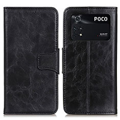 Handytasche Stand Schutzhülle Flip Leder Hülle M02L für Xiaomi Poco M4 Pro 4G Schwarz