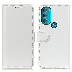 Handytasche Stand Schutzhülle Flip Leder Hülle M07L für Motorola Moto G71 5G Weiß