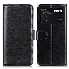 Handytasche Stand Schutzhülle Flip Leder Hülle M07L für Xiaomi Poco M4 Pro 4G Schwarz