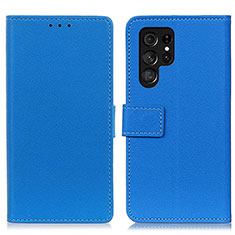 Handytasche Stand Schutzhülle Flip Leder Hülle M08L für Samsung Galaxy S22 Ultra 5G Blau