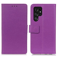 Handytasche Stand Schutzhülle Flip Leder Hülle M08L für Samsung Galaxy S22 Ultra 5G Violett