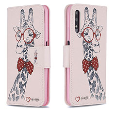 Handytasche Stand Schutzhülle Flip Leder Hülle Modisch Muster B01F für Huawei Honor 9X Rosa
