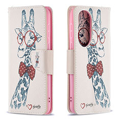 Handytasche Stand Schutzhülle Flip Leder Hülle Modisch Muster B01F für Huawei P50 Pro Rosa
