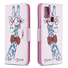 Handytasche Stand Schutzhülle Flip Leder Hülle Modisch Muster B01F für Samsung Galaxy A21s Rosa