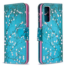 Handytasche Stand Schutzhülle Flip Leder Hülle Modisch Muster B01F für Samsung Galaxy S20 FE 5G Cyan