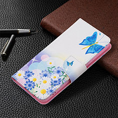 Handytasche Stand Schutzhülle Flip Leder Hülle Modisch Muster B01F für Samsung Galaxy S22 Plus 5G Hellblau