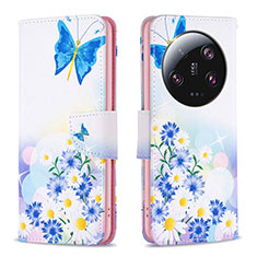 Handytasche Stand Schutzhülle Flip Leder Hülle Modisch Muster B01F für Xiaomi Mi 13 Ultra 5G Blau