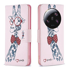 Handytasche Stand Schutzhülle Flip Leder Hülle Modisch Muster B01F für Xiaomi Mi 13 Ultra 5G Rosa