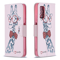 Handytasche Stand Schutzhülle Flip Leder Hülle Modisch Muster B01F für Xiaomi Poco M3 Rosa
