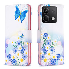 Handytasche Stand Schutzhülle Flip Leder Hülle Modisch Muster B01F für Xiaomi Redmi Note 13 5G Blau